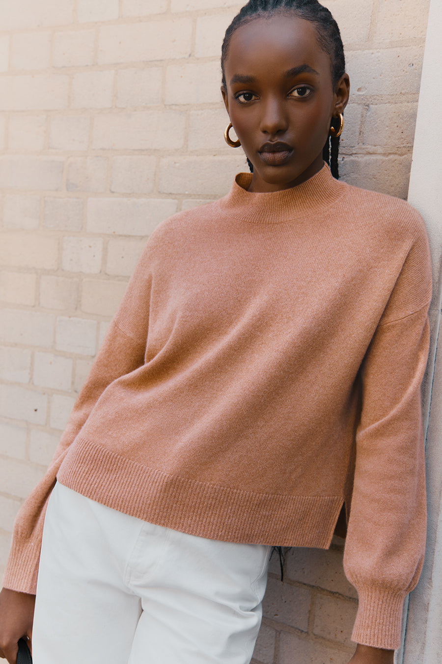 Single Origin Cashmere Cropped Sweater Apricot / Large