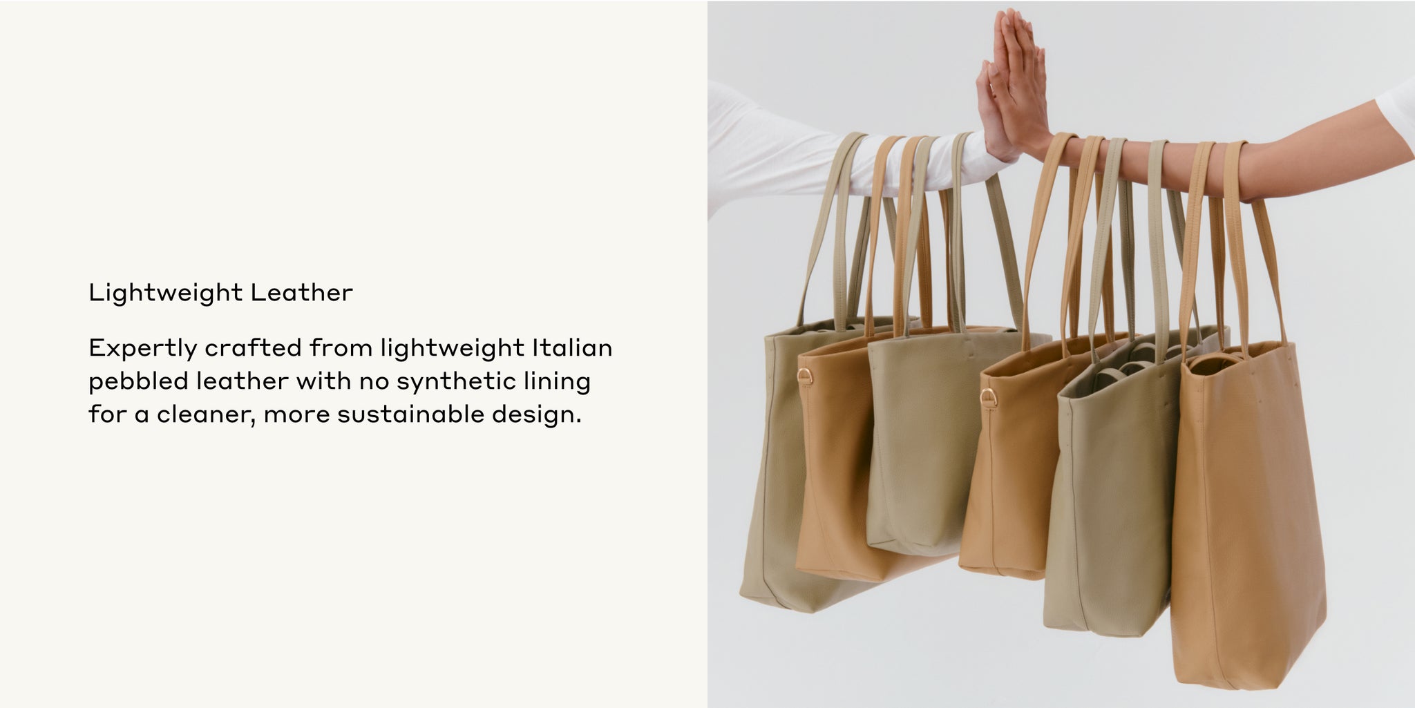 Mannequin arms holding multiple tote bags