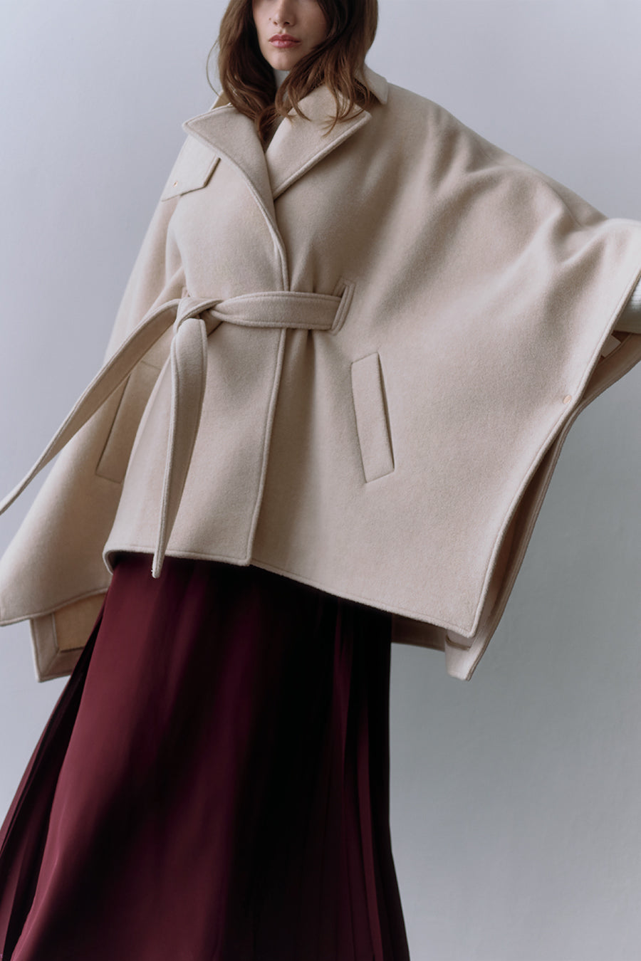 Wool Cape Beige / One Size