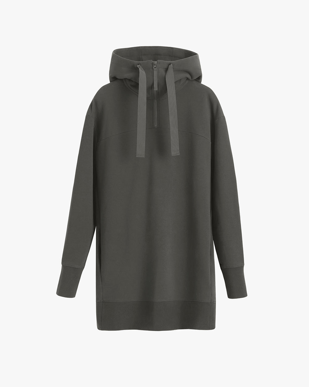 Long-sleeve hooded sweatshirt with a front zipper