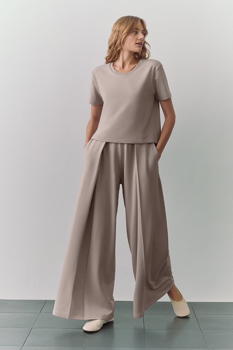 French Terry Cropped Tee Stone / Medium