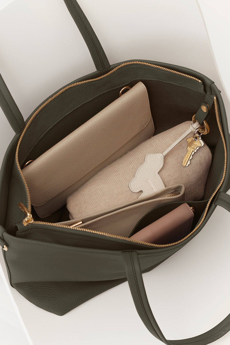 Small Easy Zipper Tote Dark Olive / One Size