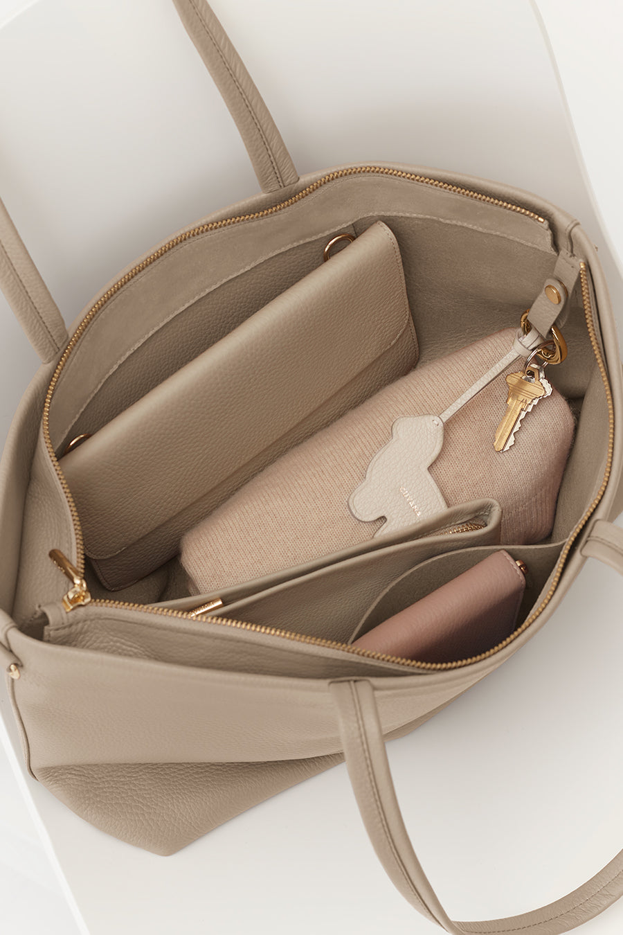 Small Easy Zipper Tote Stone / One Size