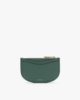Small rounded coin pouch with a zipper and logo at the bottom.