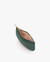Small zippered coin purse with open top view.