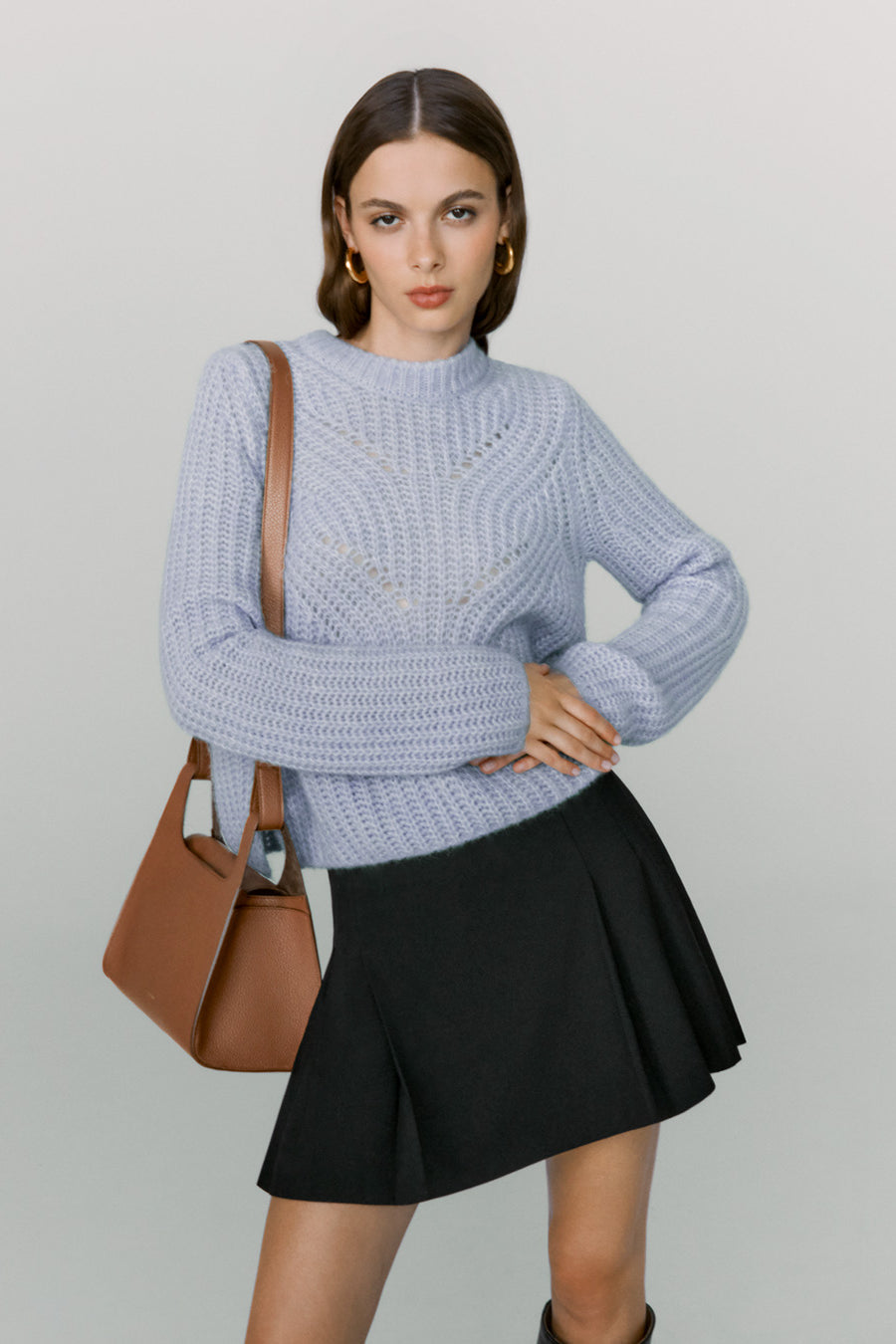 Alpaca Wool Crewneck Sweater Sky Blue / Large