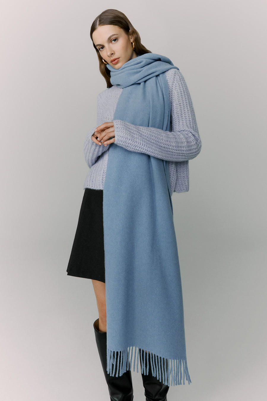 Recycled Cashmere Scarf Sky Blue / One Size