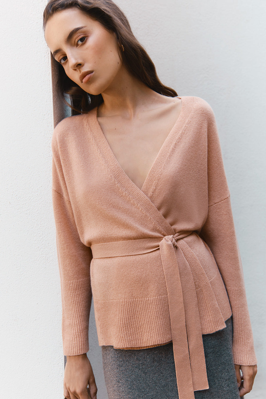 Single Origin Cashmere Wrap Sweater Apricot / Large