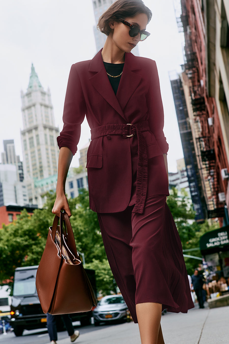 Silk Pleated Side Skirt Cherry / Small