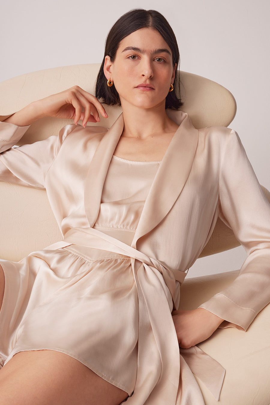 Washable Charmeuse Robe Pearl / Extra Small