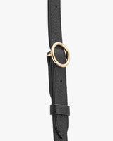 Leather strap with a metal ring and wrapped section.