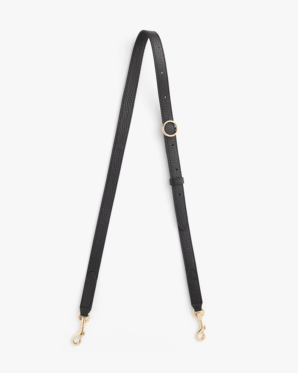 Adjustable strap with metal clasps and a ring connector