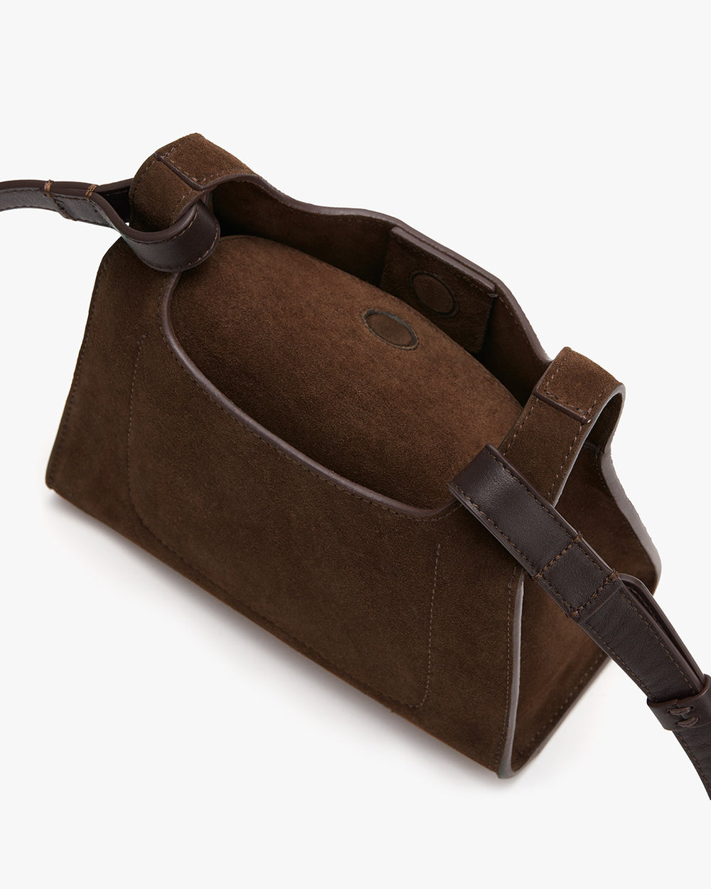 Open satchel with adjustable shoulder strap, viewed from above.