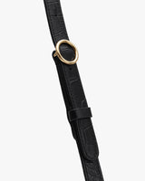 Leather belt with oval buckle