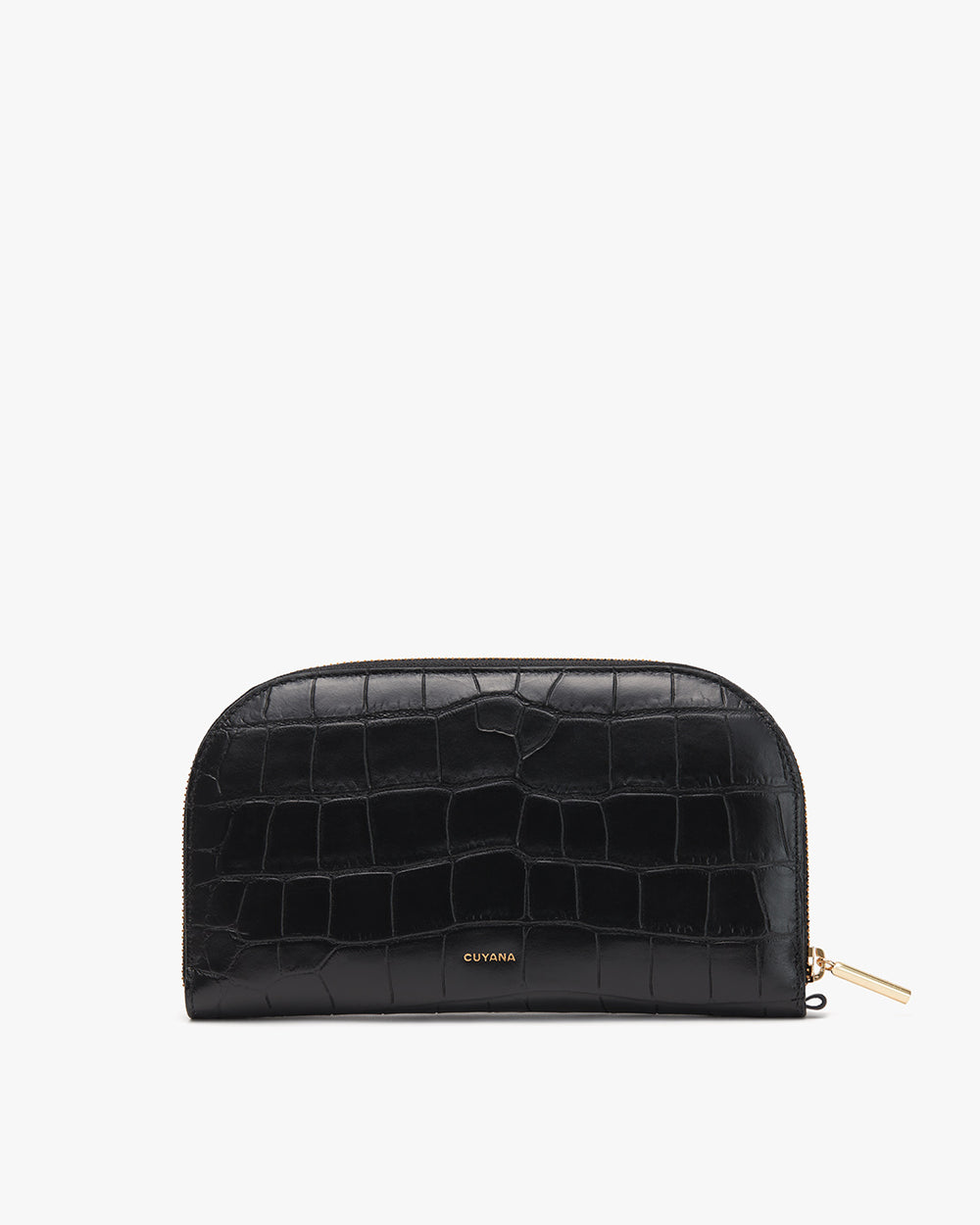 croc-embossed leather wallet with zipper