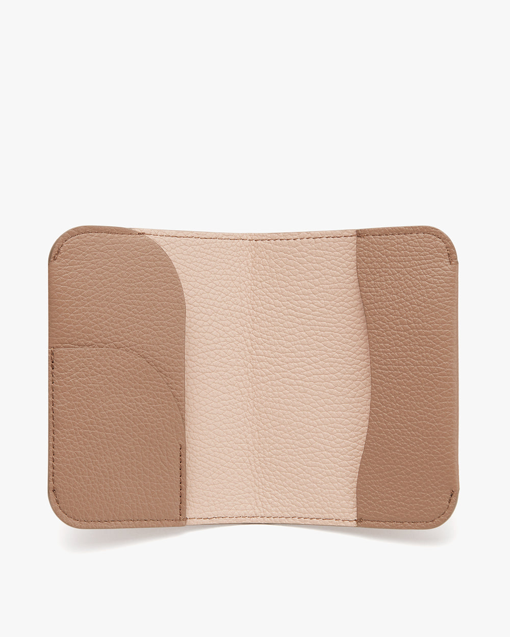 Open wallet displaying interior with multiple pockets.