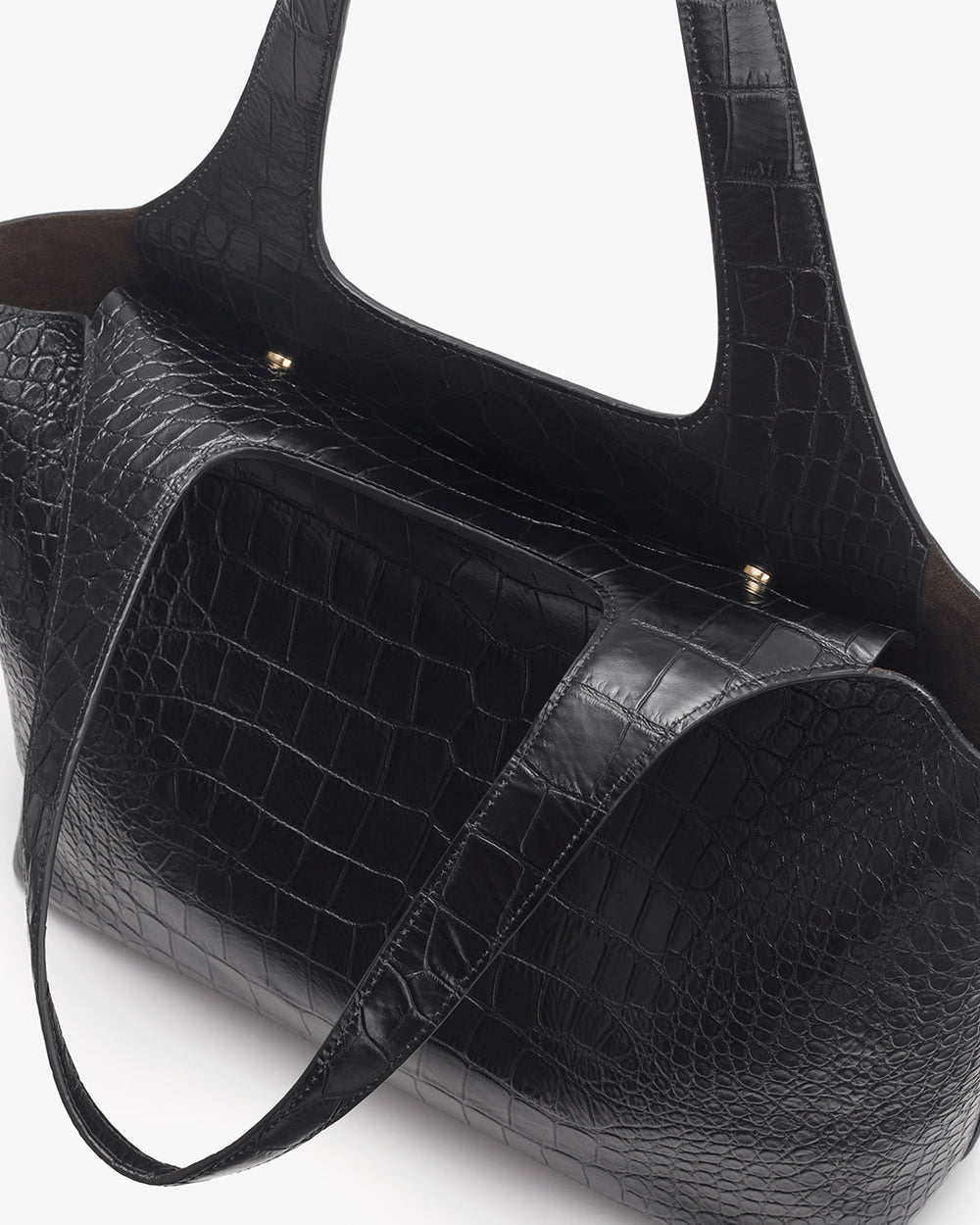 Handbag with croc-embossed leather and two straps.