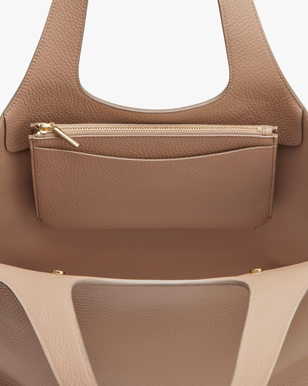 Handbag with exterior zipper pocket