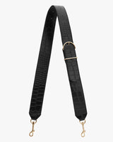 Adjustable strap with buckle and metal clasps at ends.