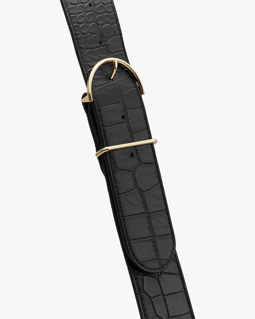 Watch strap with a metal buckle.