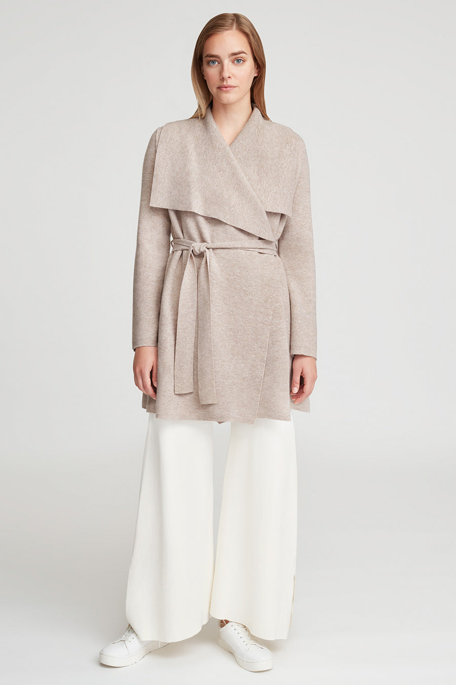Wool Cashmere Sweater Coat Beige / Large