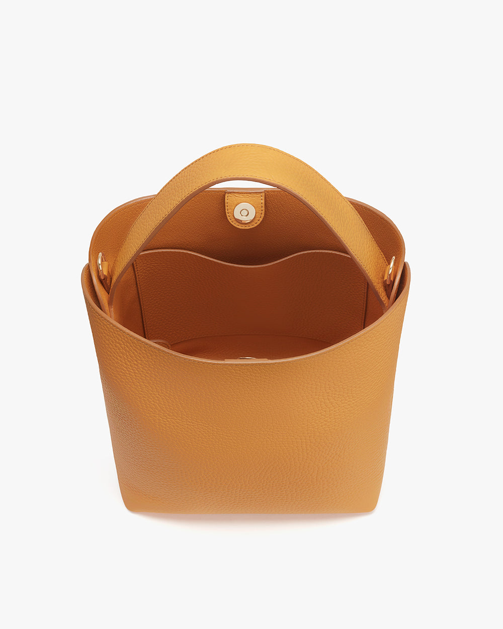 Open top handbag with rounded handles and interior pocket