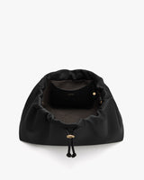 Open bag with visible interior pocket and drawstring closure.