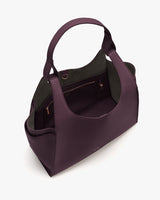 Open handbag with dual handles and an interior zip pocket