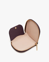 Small open wallet or pouch with zipper and snap button