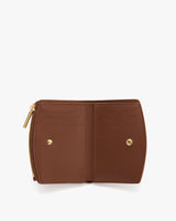 Open wallet with card slots and zipper compartment