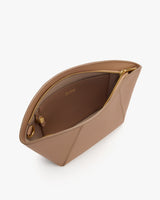 Open zippered pouch with a small interior pocket.