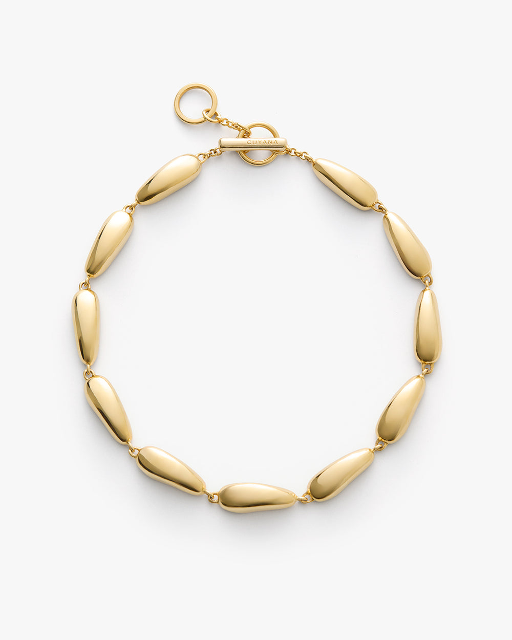 Necklace with oval-shaped links and a clasp.