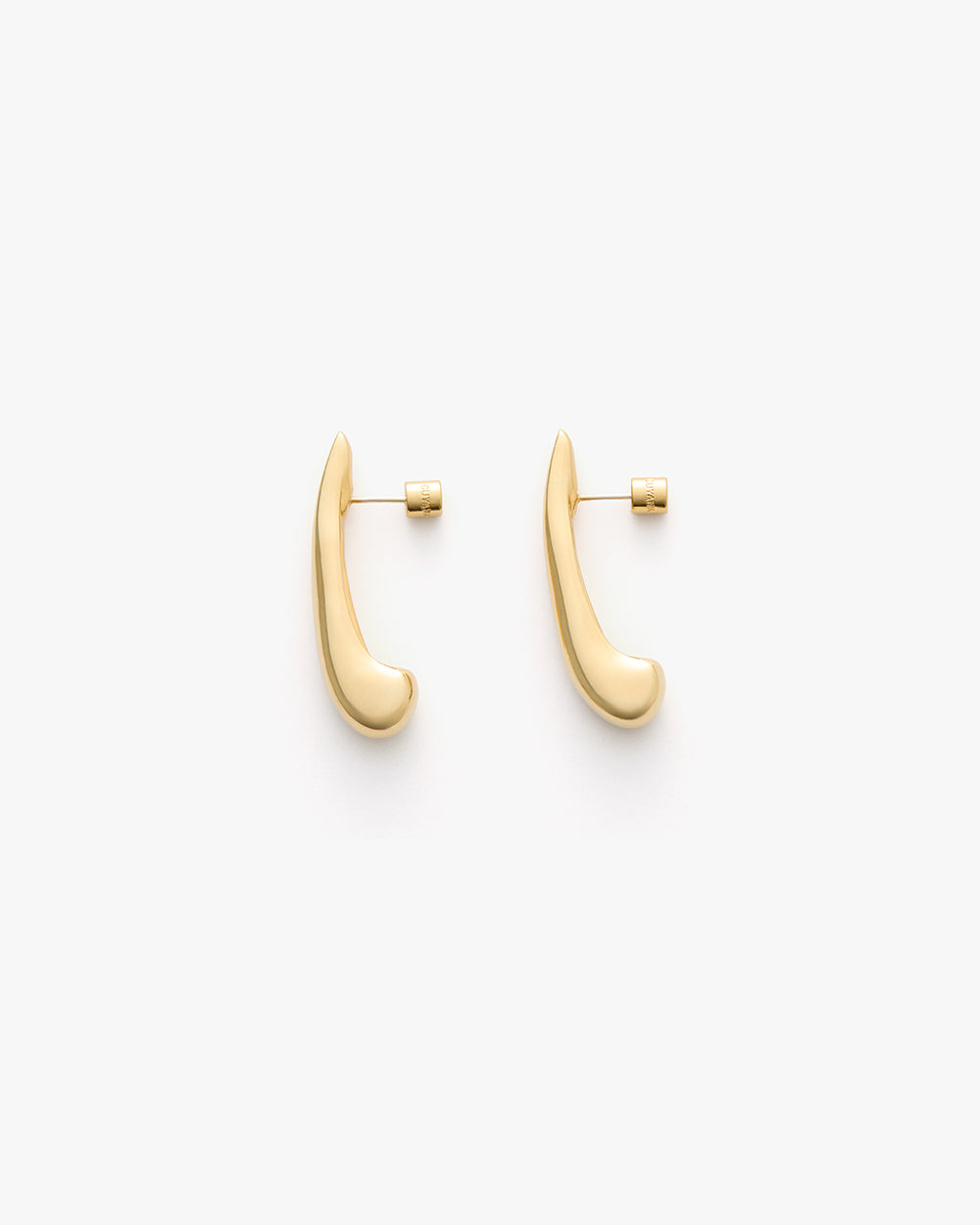 Two curved earrings with simple design and stud backs.