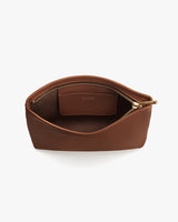 Open pouch with a zipper and small inside pocket.