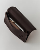 Open clutch with phone and zipper pouch inside