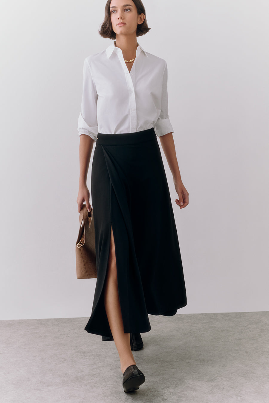 Ponte Pleat Front Skirt Black / Extra Large