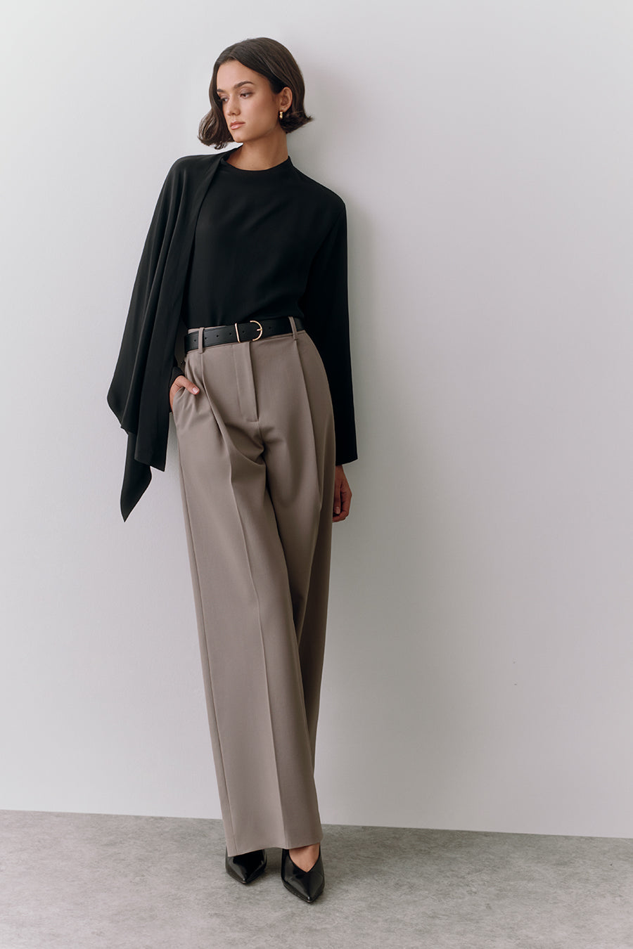 Wool Wide Leg Pant Clay / Small