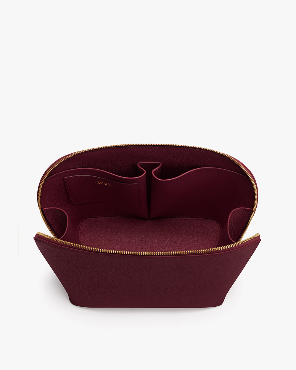 Voyager Travel Case Open pouch with compartments and zipper viewed from above.