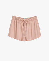 Pair of shorts with elastic waistband and front tie.