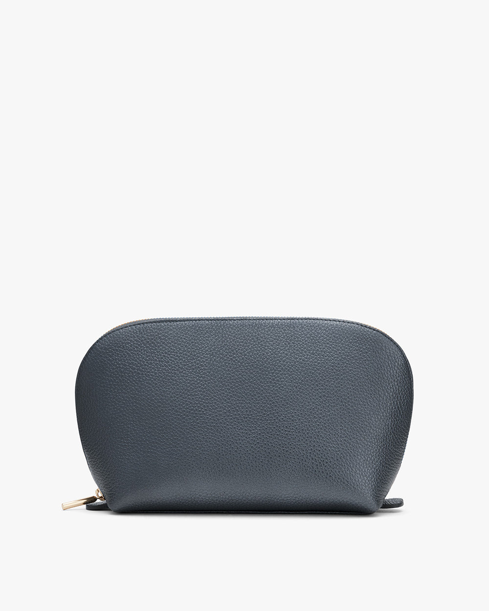 Cosmetic bag with zipper on a plain background
