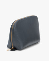 Small zippered pouch standing upright on a plain background.