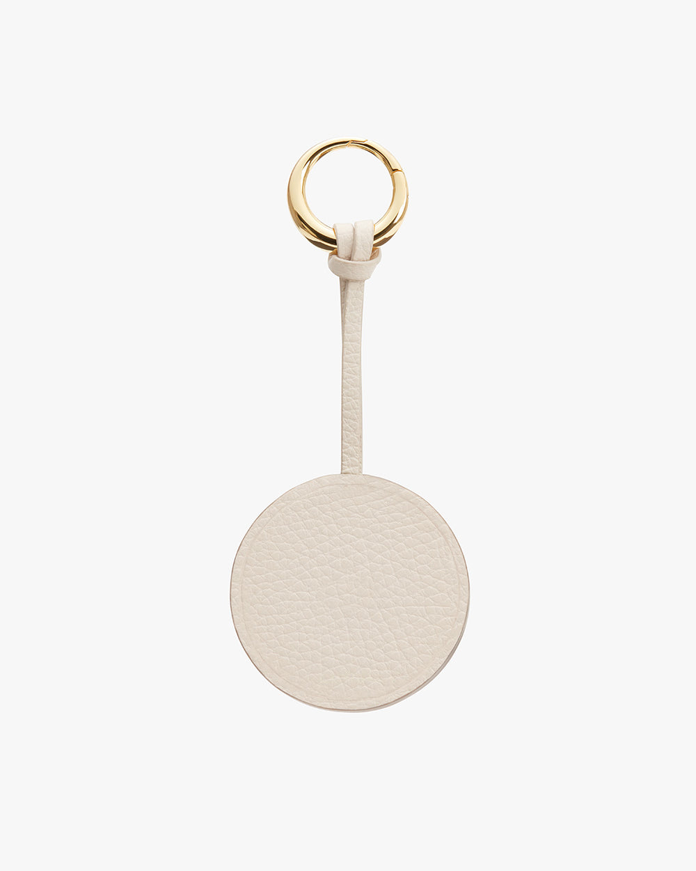 Keychain with a circular tag and a metal ring