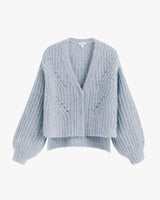 Cropped cardigan with button closure and textured pattern