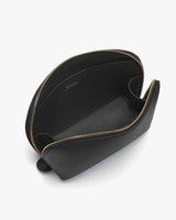 Open zipper pouch viewed from above.