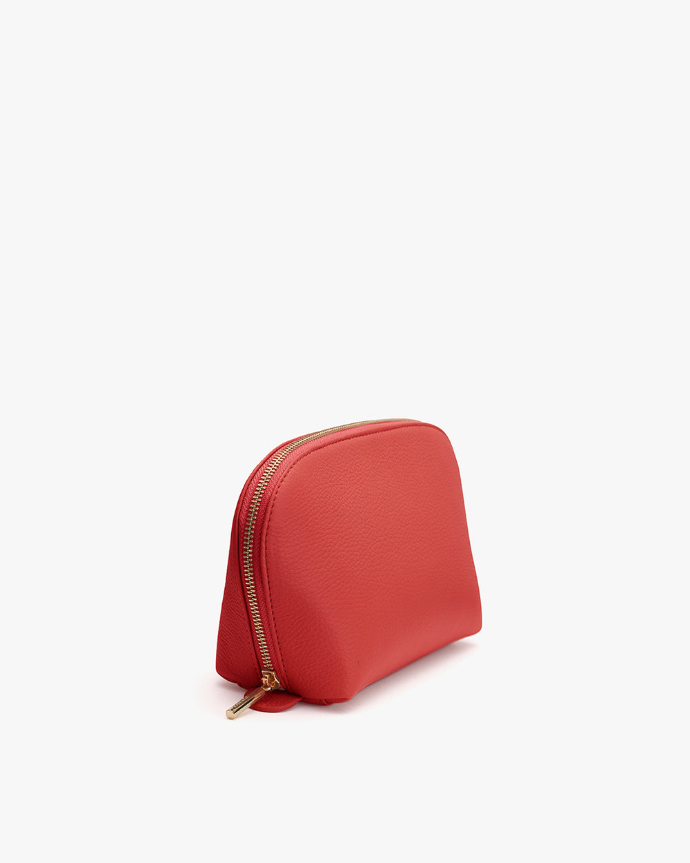 Small cosmetic bag with zipper on a plain background