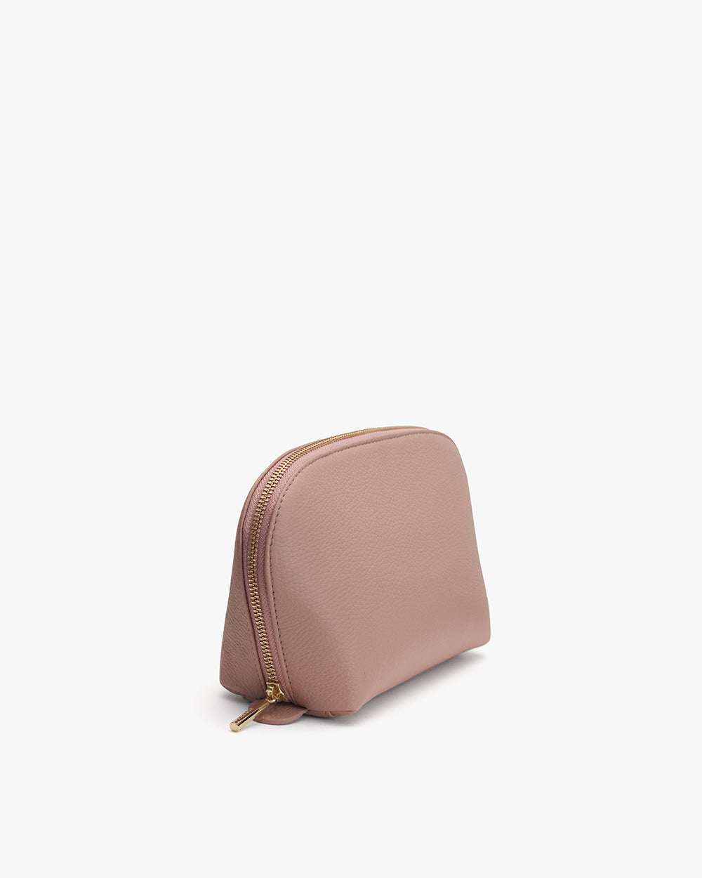 Medium Travel Case Small cosmetic bag with a zipper on a plain background.