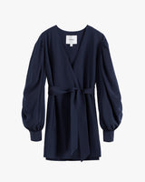 Robe with long sleeves and a waist tie, displayed against a plain background.