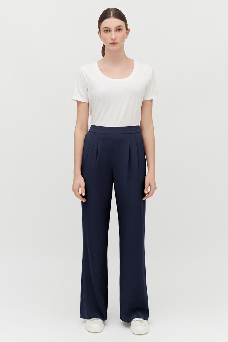 Silk Wide-Leg Pant Navy / Extra Small