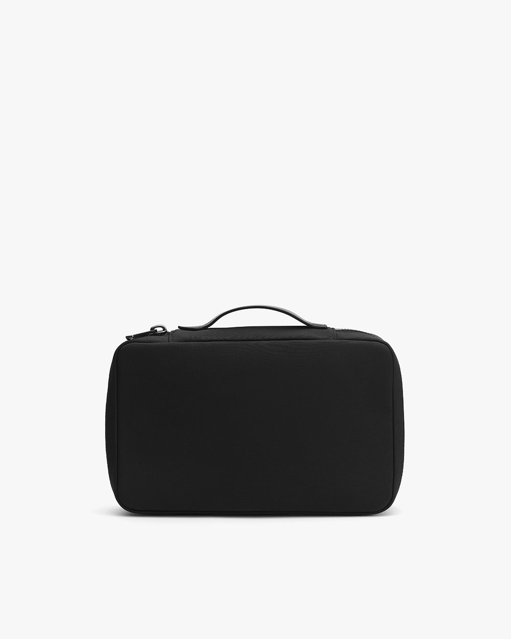 Rectangular bag with a handle on top set against a plain background.