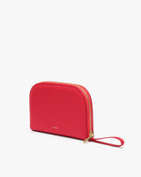 A small pouch with a wrist strap and zipper.